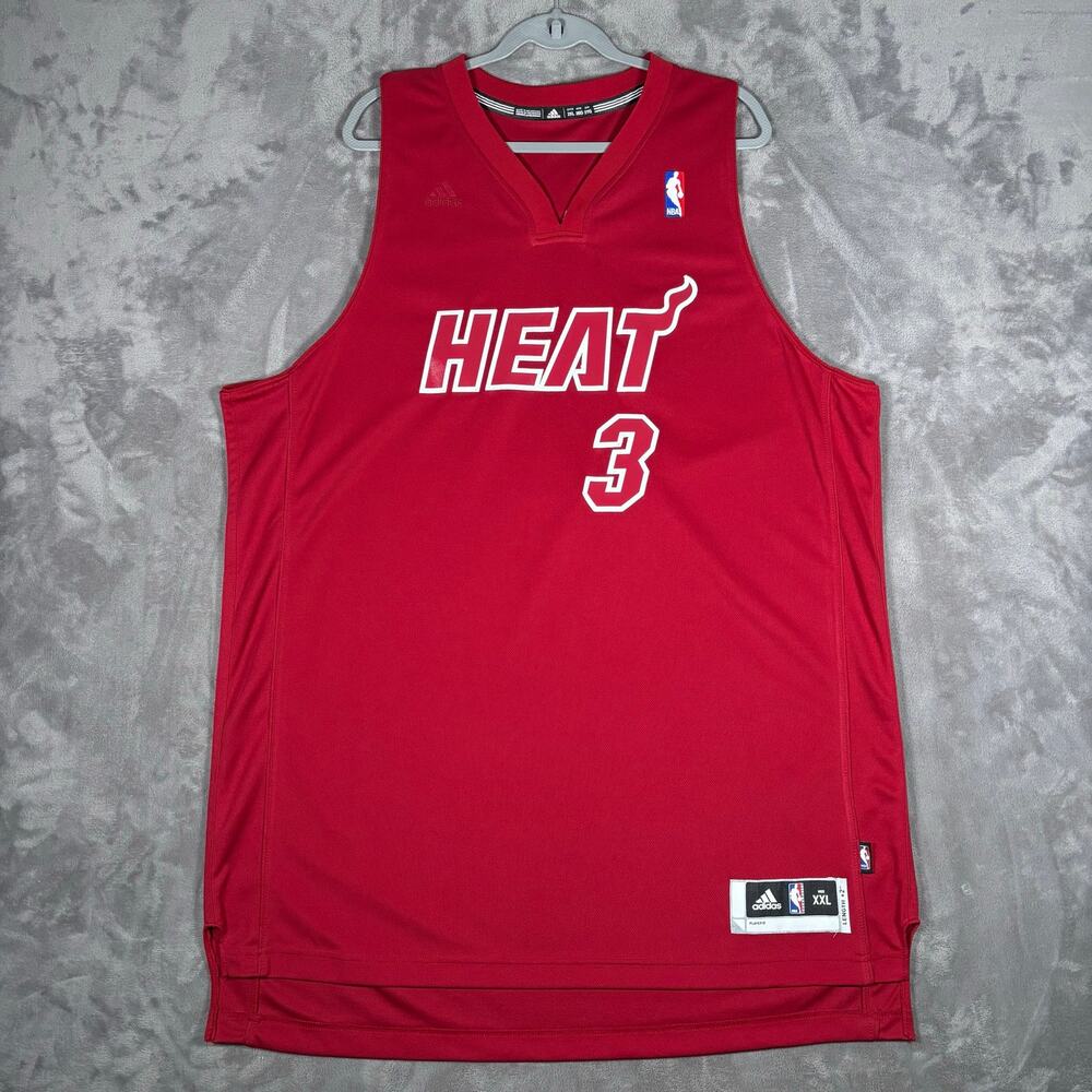Adidas Dwyane Wade Miami Heat Christmas Edition Jersey Size XXL NBA #3 Red